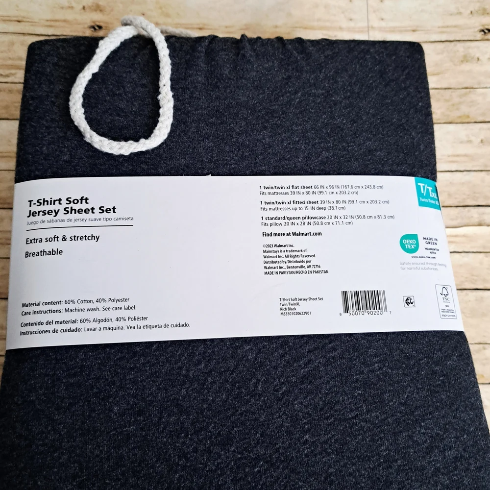 Mainstays T-Shirt Soft Jersey  Sheet Set in Dark Gray